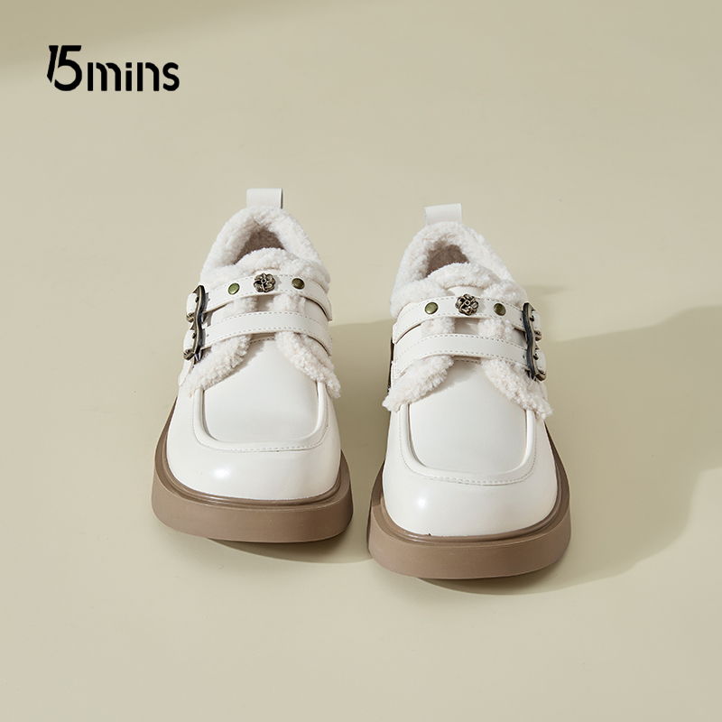 15mins毛毛鞋一脚蹬加绒乐福鞋