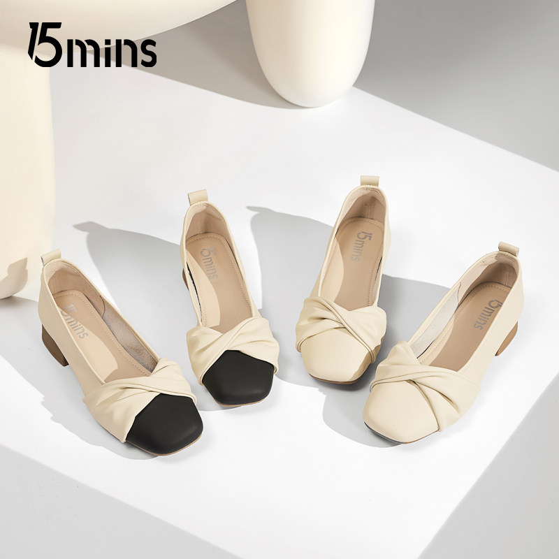 15mins法式气质低跟单鞋女2026新款春季软底芭蕾舞鞋浅口豆豆鞋子,女鞋,浅口单鞋,淘宝优惠券,粉丝福利购,淘宝优惠卷