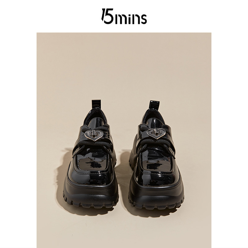 15mins厚底乐福鞋系带小皮鞋
