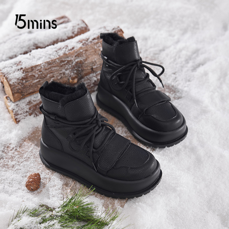15mins雪地靴冬季短靴保暖
