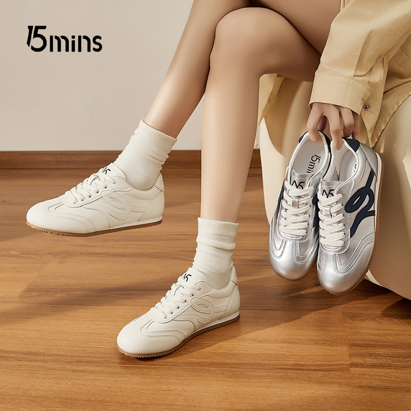 15mins厚底板鞋女春季2025年新