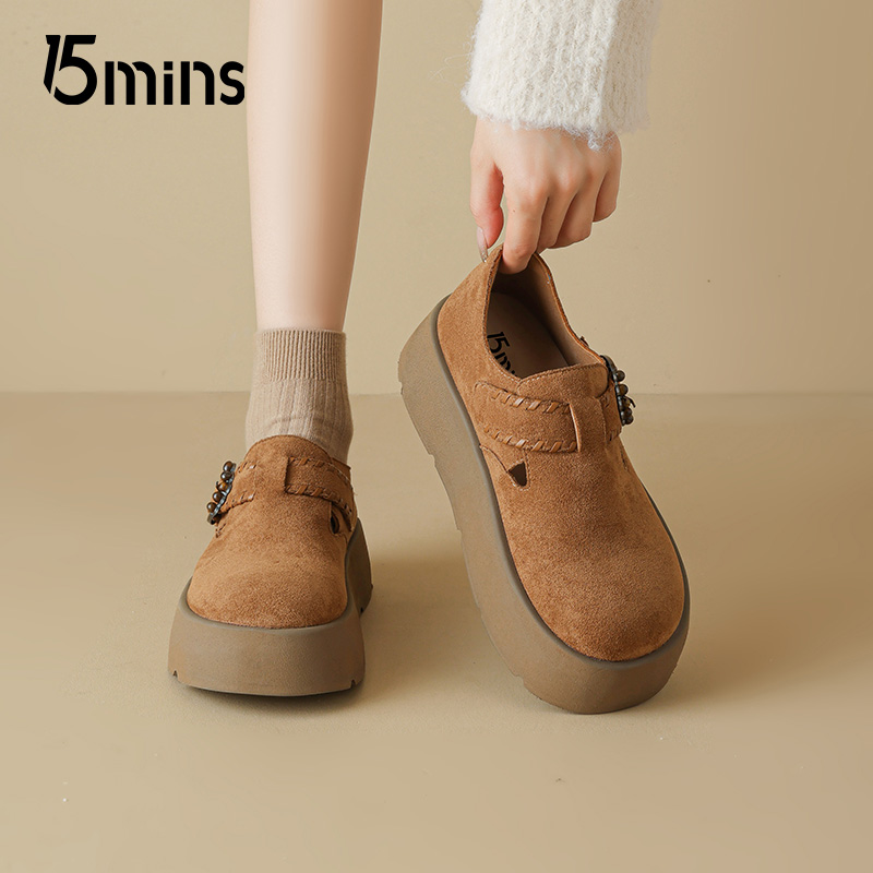 15mins厚底勃肯鞋女2025新款秋季
