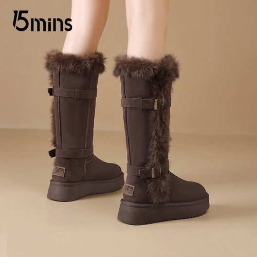 15mins女加绒保暖厚底雪地靴