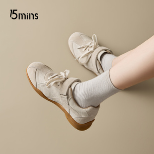 15mins内增高德训鞋女2026新款春季魔术贴通勤百搭时尚复古休闲鞋