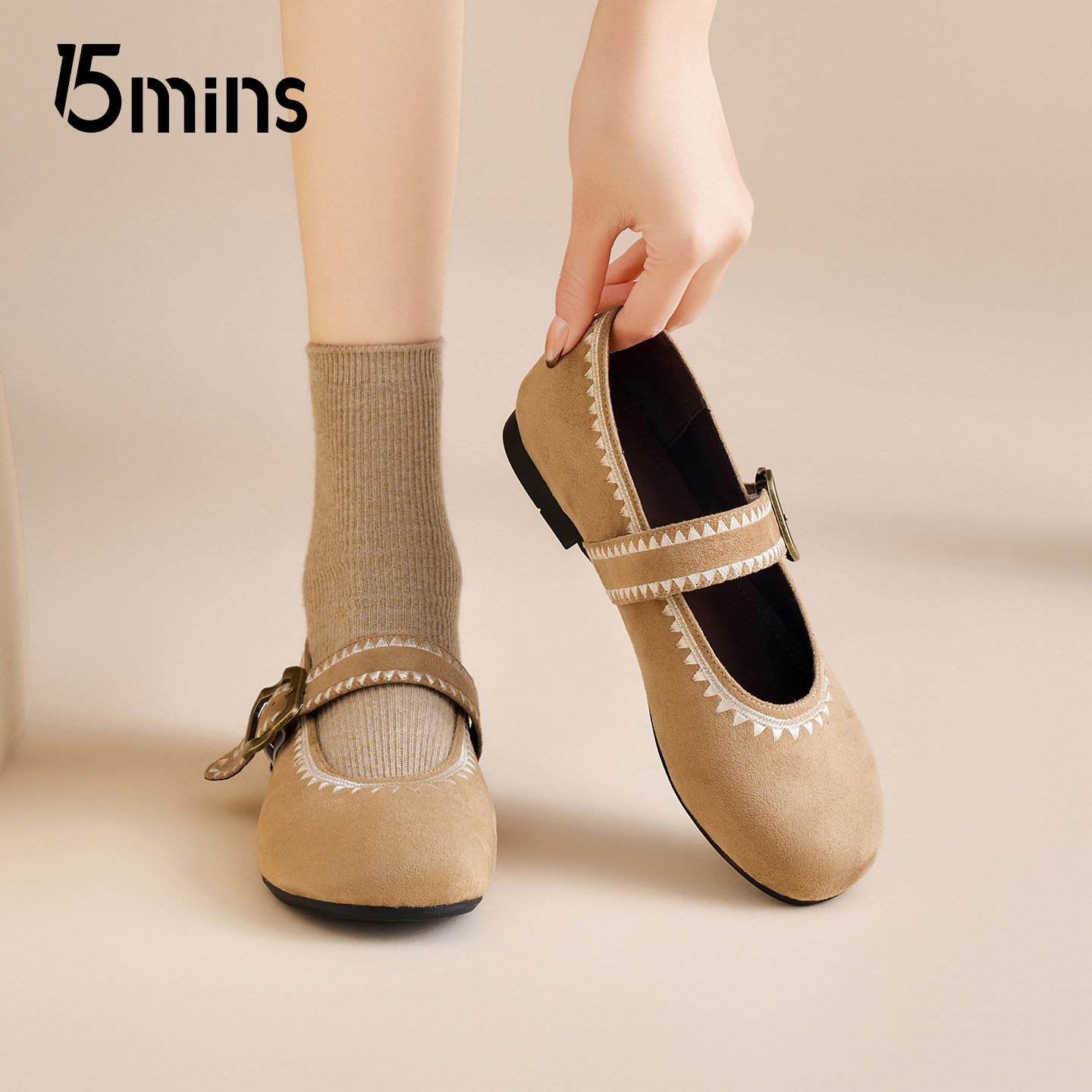 15mins复古玛丽珍鞋女2025春秋