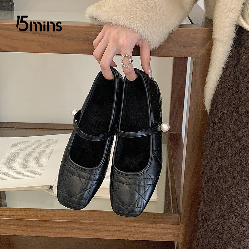 15mins黑色珍珠玛丽珍鞋女2026新款春季内增高小皮鞋粗跟浅口单鞋,女鞋,玛丽珍鞋,淘宝优惠券,粉丝福利购,淘宝优惠卷