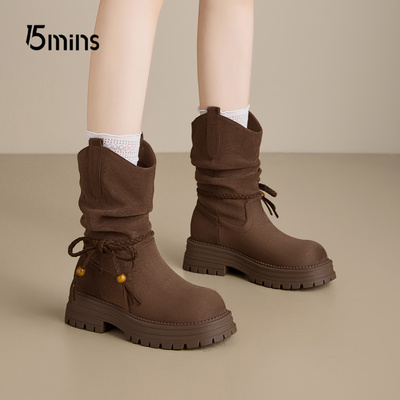 15mins2025超火小短靴子女款秋季