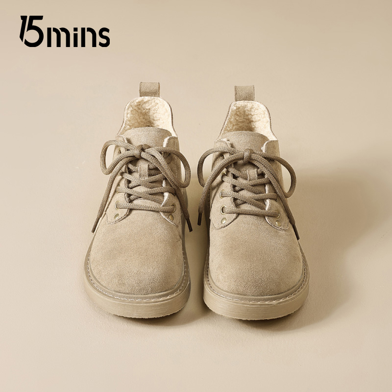 15mins保暖加绒英伦风马丁靴女