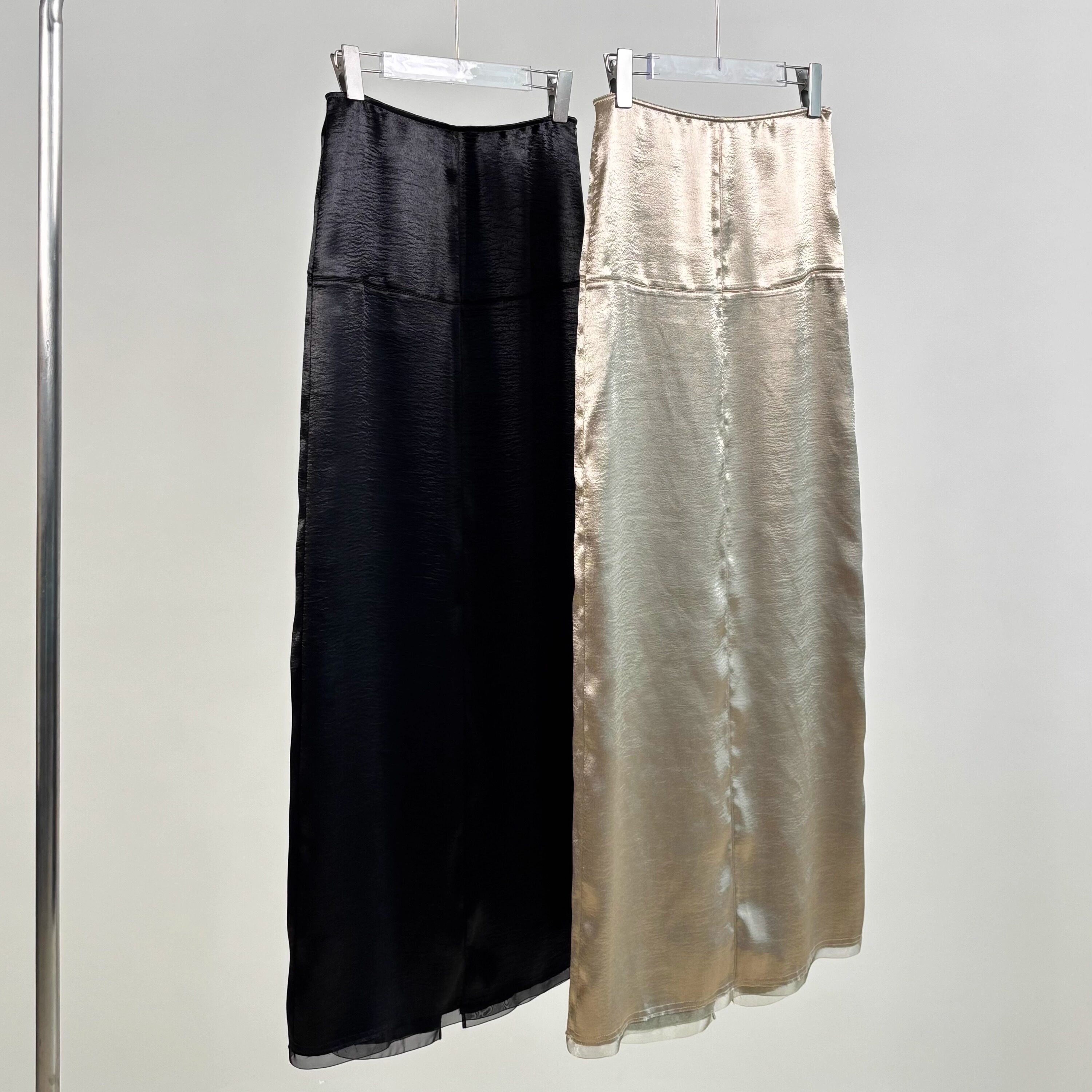 SHEDO重工鎏光拼纱直筒开叉长裙