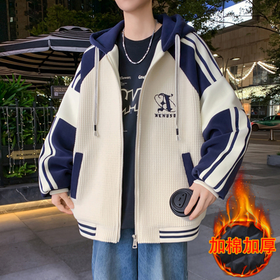 13初高中学生羽绒服外套加厚棉衣15岁男孩帅气秋冬夹棉大童棒球服