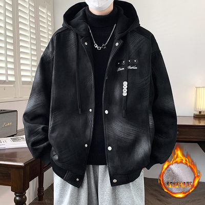 高品质加绒外套男青少年秋冬季设计感派克棉服男生加厚保暖羽绒服