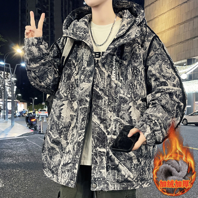 秋冬季加绒加厚外套男孩初中高中学生青少年帅气大童冬装羽绒服潮