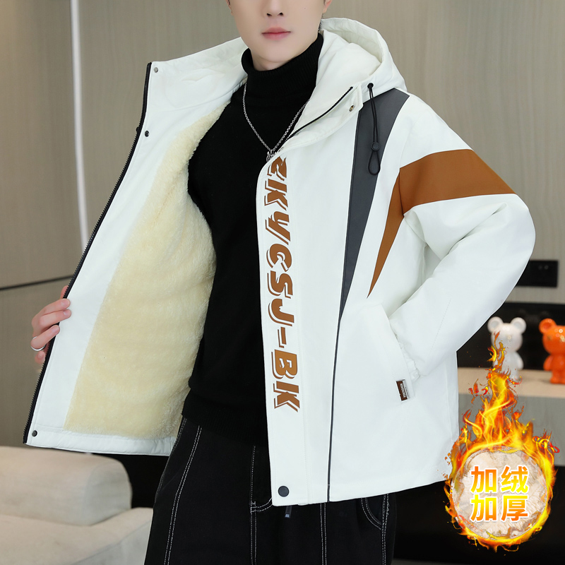 秋冬款青少年加绒外套男初高中学生羽绒服加厚保暖冲锋衣冬装棉服