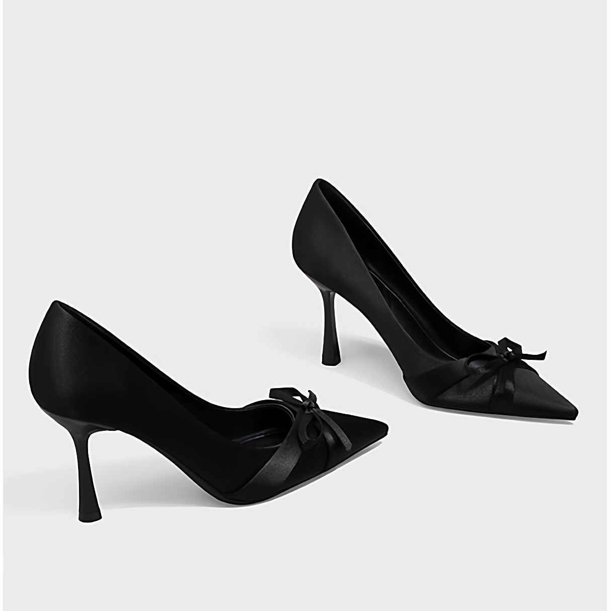 细跟蝴蝶结尖头气质高跟鞋女新款