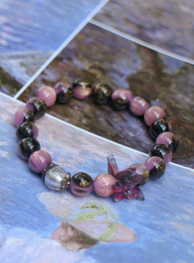 天然紫幽灵曜石仿水晶蝴蝶手链