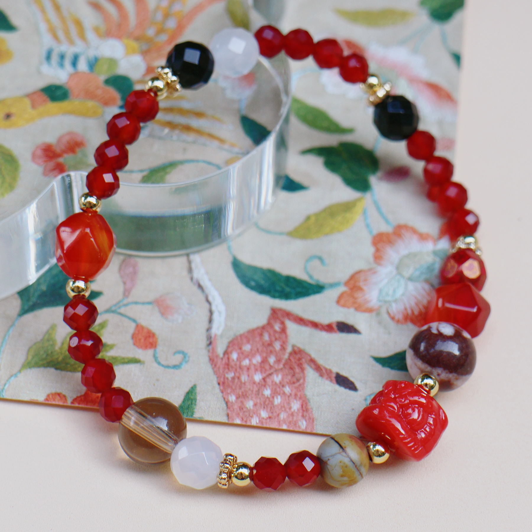 【舞红狮】吸睛小众红色醒狮手串古风国潮复古可调节男女送礼高级