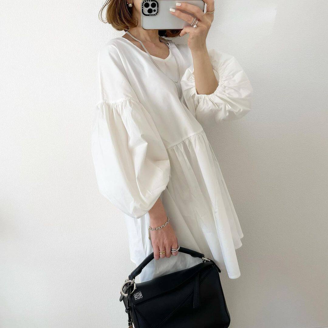 跨境日系爆款灯笼袖衬衣遮肚娃娃衫女春夏宽松大码显瘦衬衫上衣