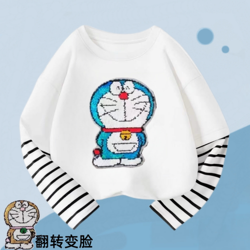 叮当猫哆啦A梦2026新款男童长袖t恤男孩纯棉薄款早秋儿童休闲上衣