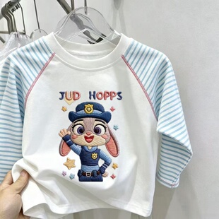 疯狂动物城兔子警官长袖t恤女童纯棉衣服秋季男女童打底衫上衣潮