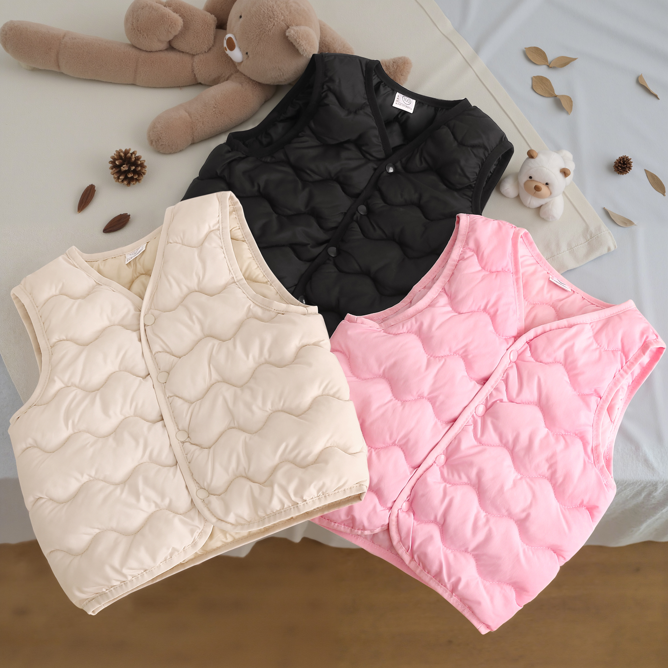 2025新款儿童保暖坎肩马夹棉秋冬款韩系糖果色男女童百搭保暖马甲