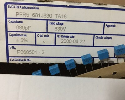100只=25元EVOX RIFA PFR5 680pf 681 680P 630V MKP薄膜电容器P5