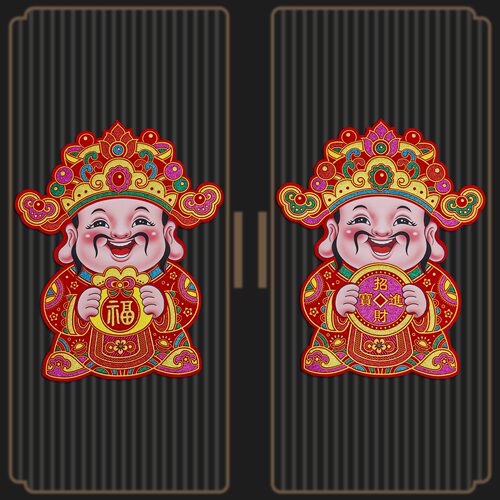 绒布背胶立体财神装饰