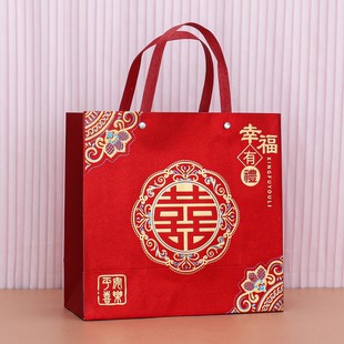 结婚手提袋喜字红色喜糖袋伴手礼袋婚礼喜糖盒大号礼品袋包装盒子