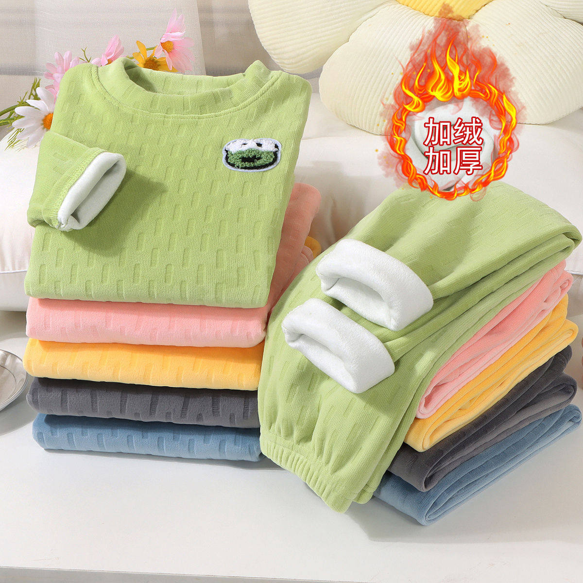 6儿童保暖衣加绒加厚内衣套装秋冬男童7岁家居服宝宝秋衣秋裤睡衣