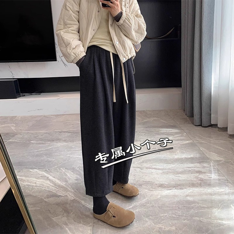 150小个子加绒加厚糯米裤女秋冬