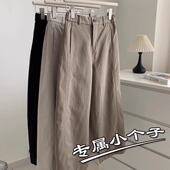 女天丝棉遮胯显瘦九分阔腿裤 八分小个子日系复古拼接工装 直筒裤