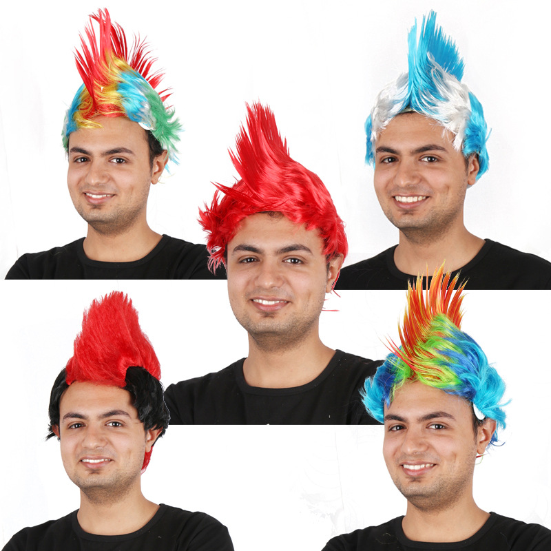 节日表演彩色鸡冠头欧美假发个性莫西干假发淘宝热销男女儿童通用