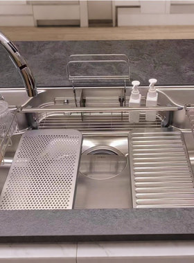 日本进口LIXIL骊住水槽W机能型3D压花多功能304厨房不锈钢水槽