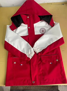 冬季冲锋衣棉服 校服外套(大红色拼白色)