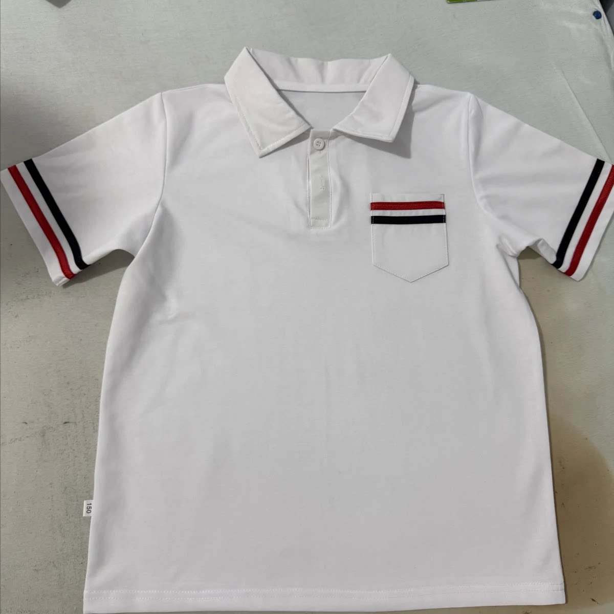 定制 夏季校服短袖白色棉领 T学生校服
