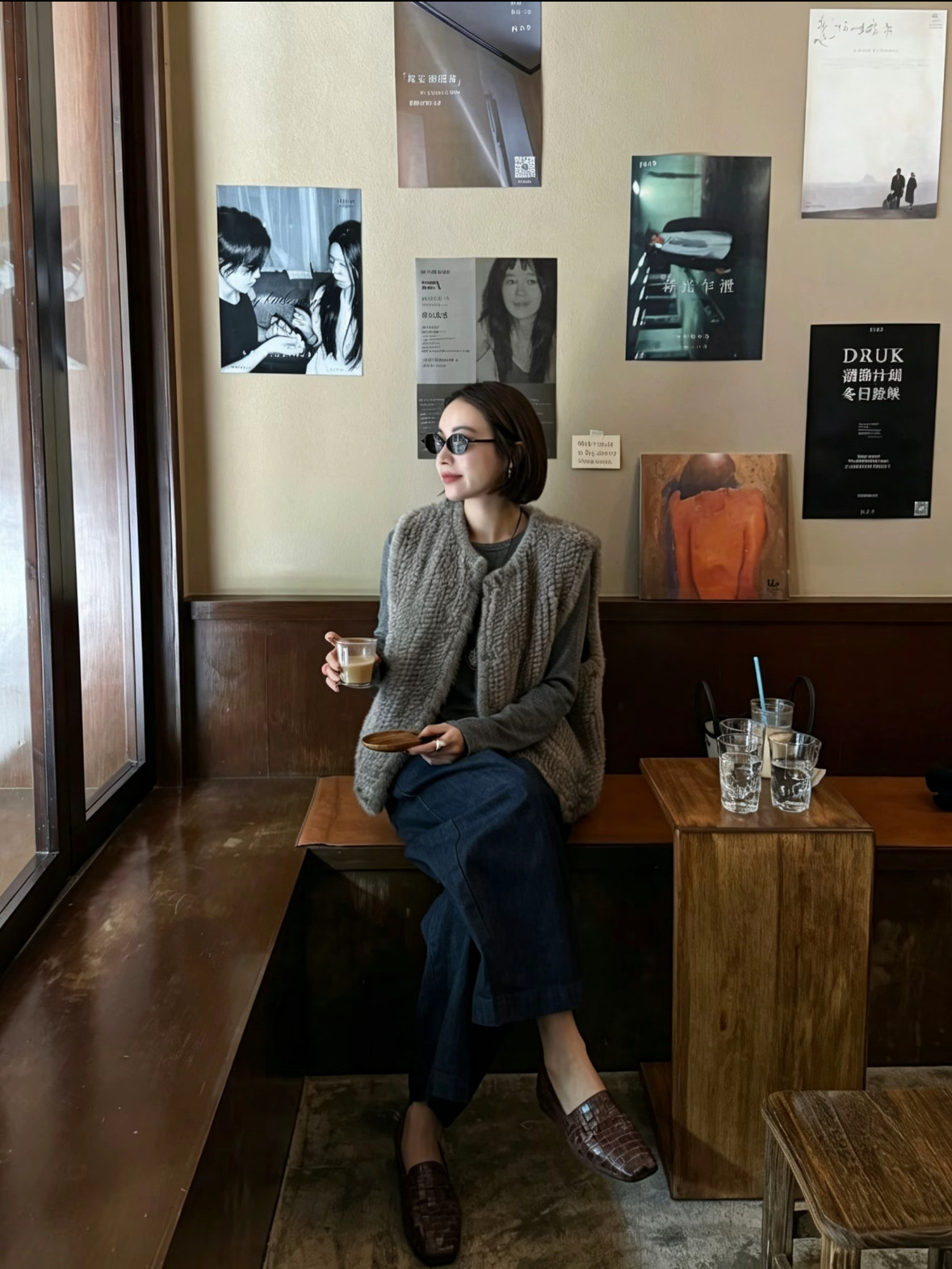 风栖晚仿水貂皮草马甲女秋冬
