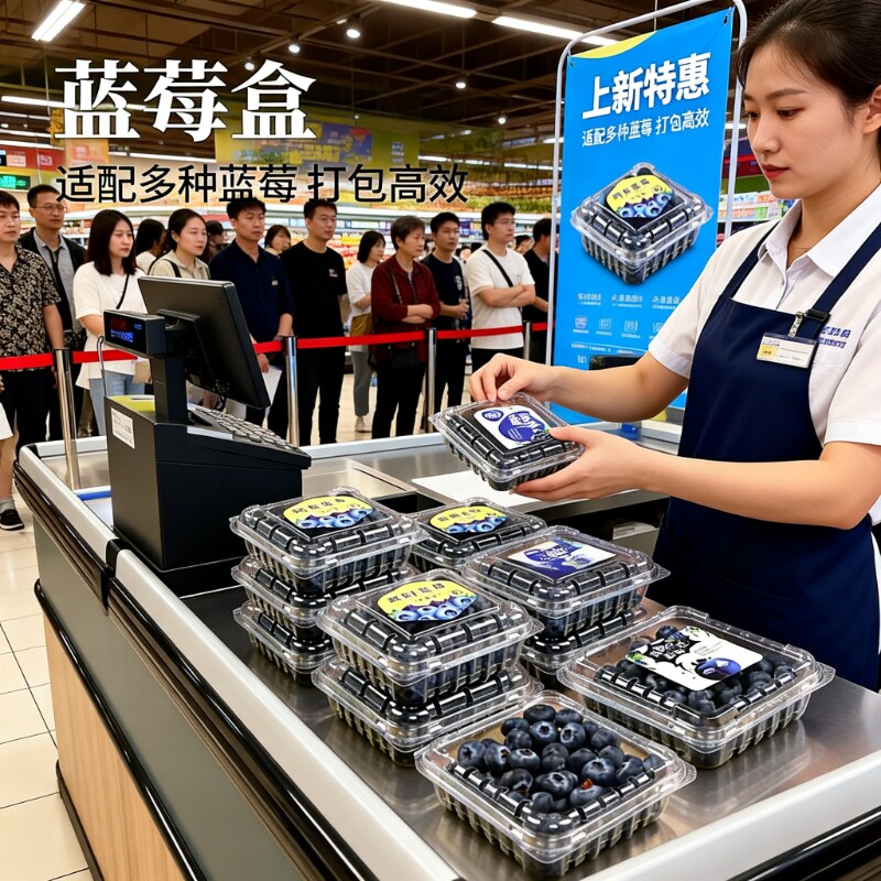 200g 连体蓝莓盒 加厚 PET透明塑料盒透气蓝莓草莓树莓通用打包盒