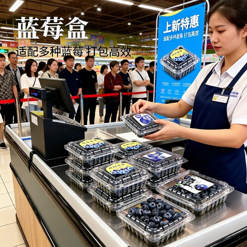 200g 连体蓝莓盒 加厚 PET透明塑料盒透气蓝莓草莓树莓通用打包盒
