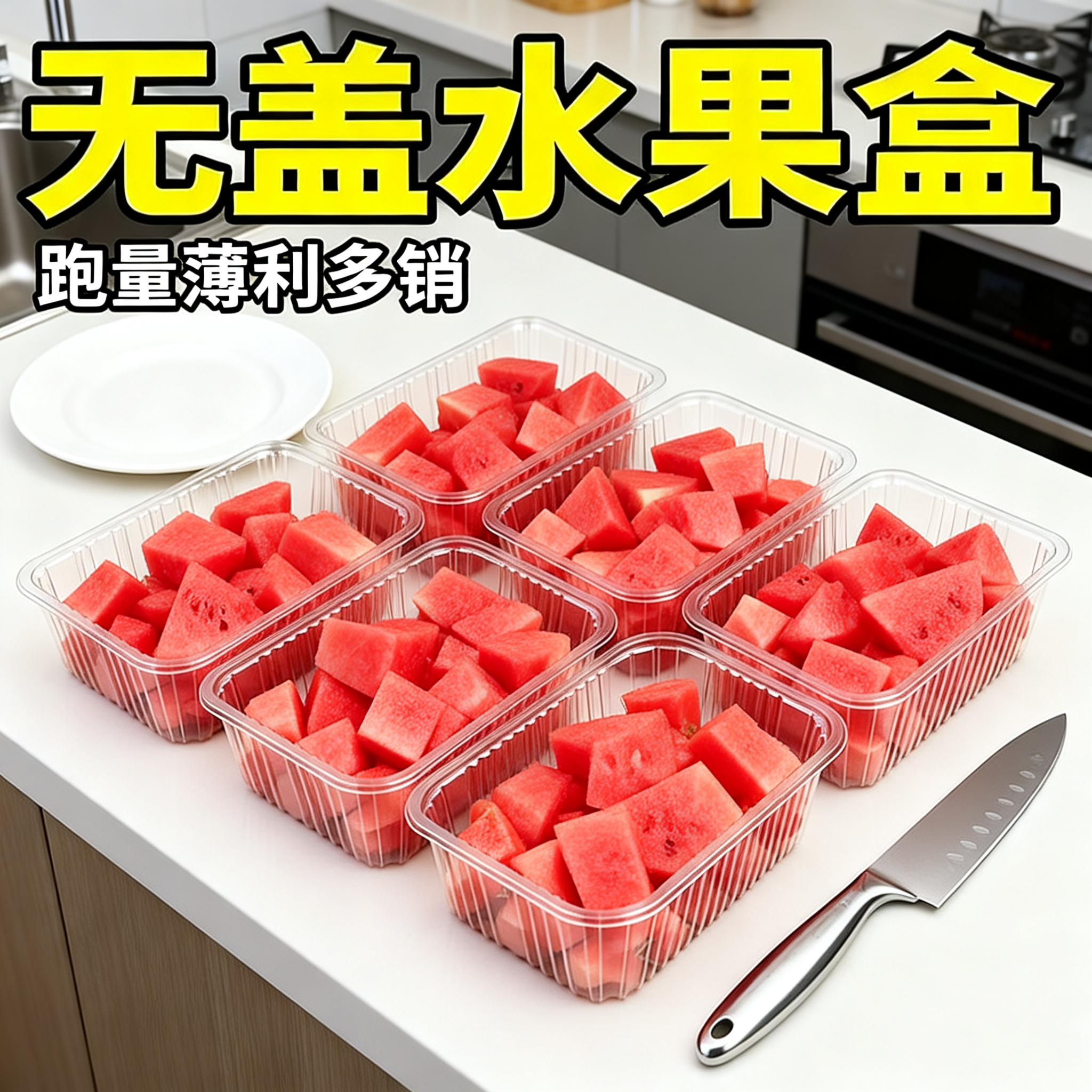 水果店摆摊杨梅荔枝无盖打包盒透明加厚防压高透不易变形陈列美观