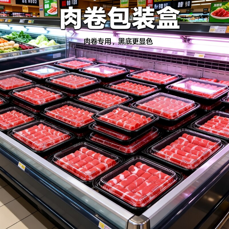 一次性透明肉卷包装盒带盖防雾款冷冻羊肉牛肉卷厚耐低温不易起雾