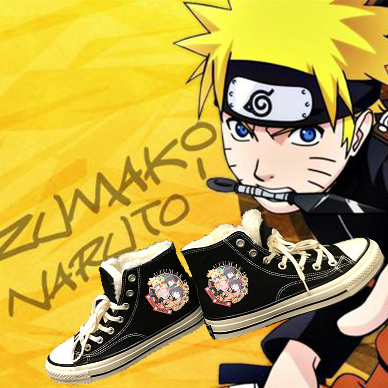 火影忍者联名鞋aj加绒冬季限量版男板鞋高帮帆布鞋运动鞋学生鸣人