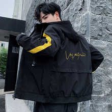 外套2019秋季 新款 潮流百搭夹克男休闲潮牌衣服连帽运动服 男士 工装