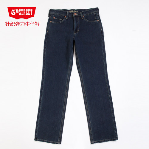 第五街特价男装针织弹力中腰宽松牛仔裤春秋款611613-193M0
