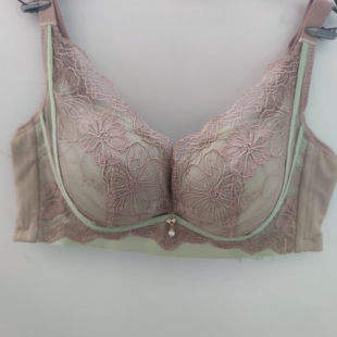 玉姿一族内衣女士小胸聚拢中厚款 无钢圈蕾丝调整型文胸罩7868B杯