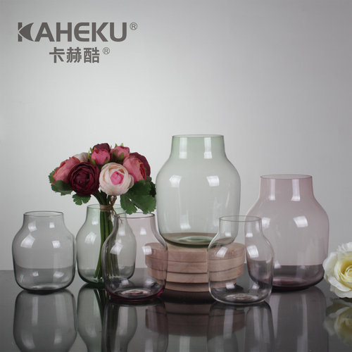 kaheku北欧彩色玻璃样板间花瓶