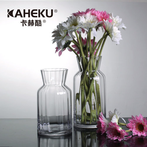 kaheku透明竖纹插花玻璃花瓶