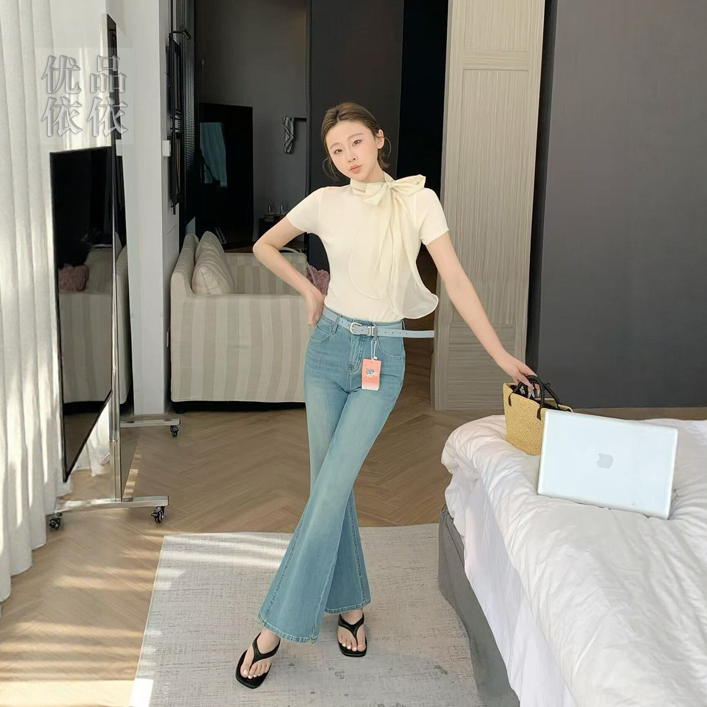 颜值与舒适｜高腰微喇牛仔裤女夏季薄款显瘦修身弹力小个子喇叭裤