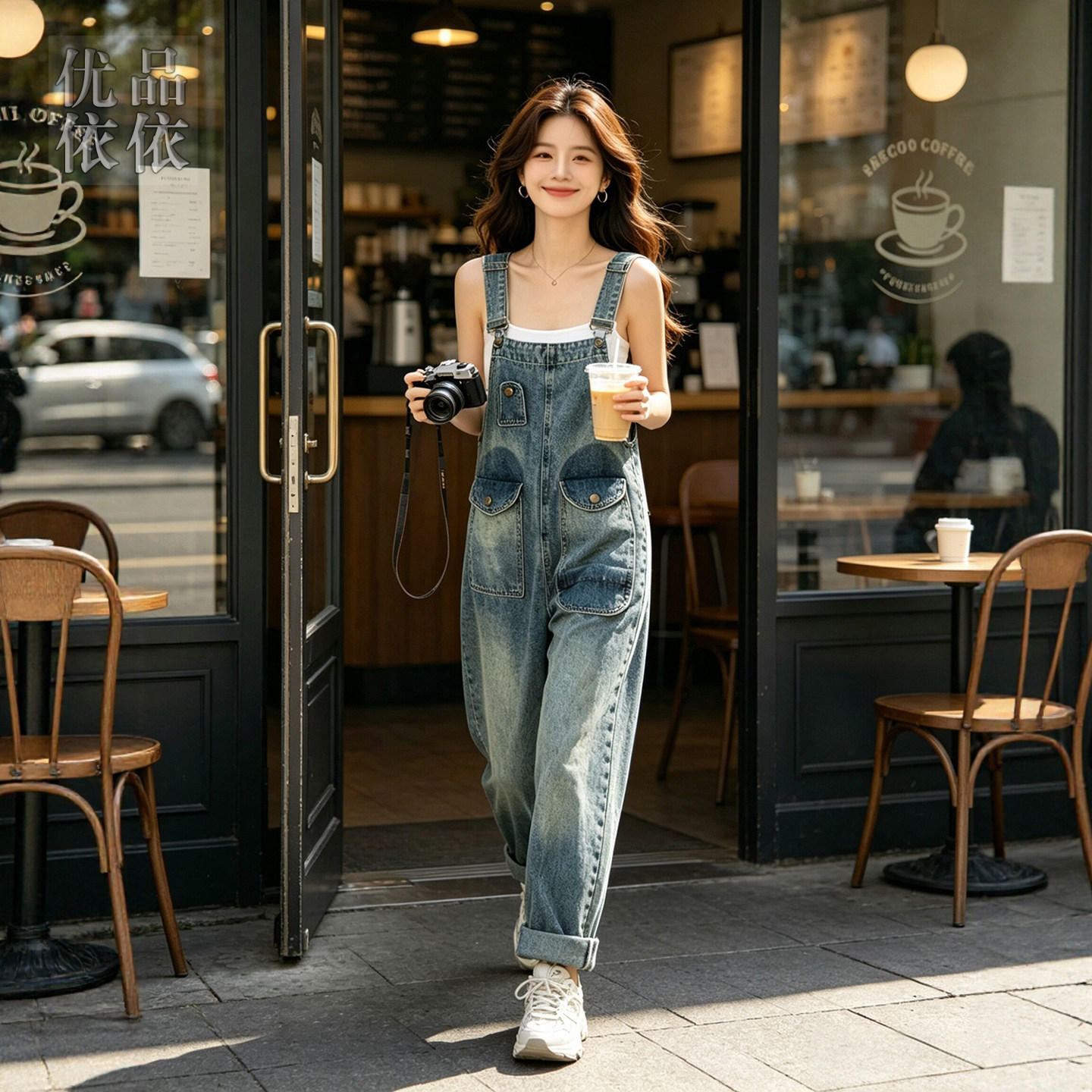 宽松遮胯工装牛仔背带裤女2026秋季休闲时尚显瘦百搭阔腿连体裤