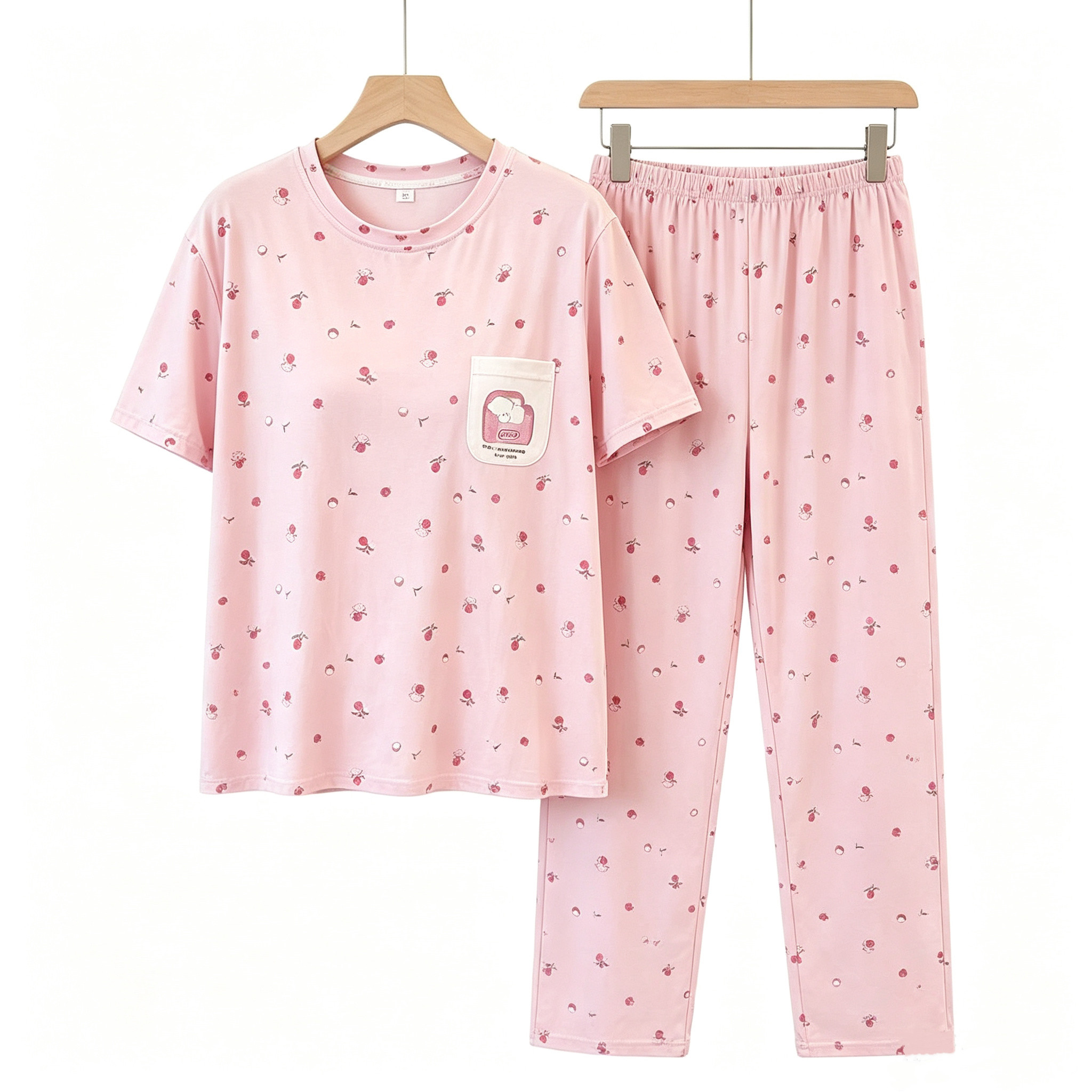 选必富大码睡衣夏薄款纯棉胖mm睡衣/家居服套装