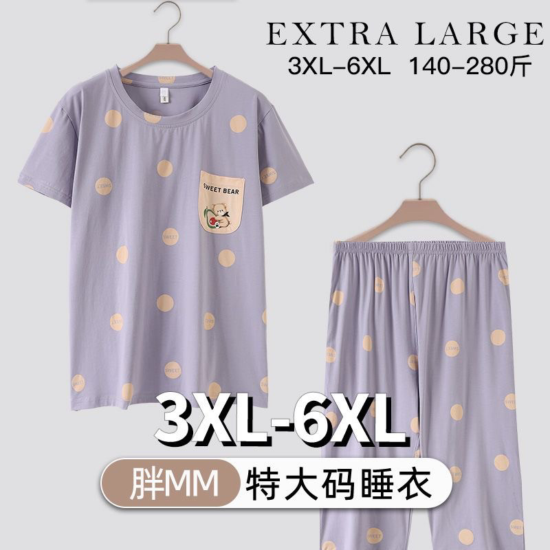 胖mm特大码睡衣女套装200斤加肥加大夏季卡通外穿卡通薄款家居服