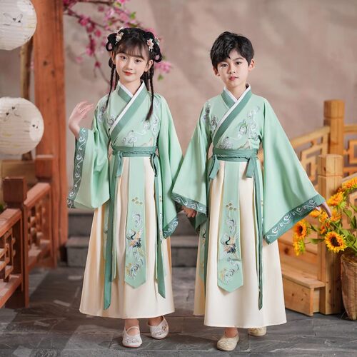 汉服男女书童国学古服装小学生三字经开笔礼中国风儿童书童演出服